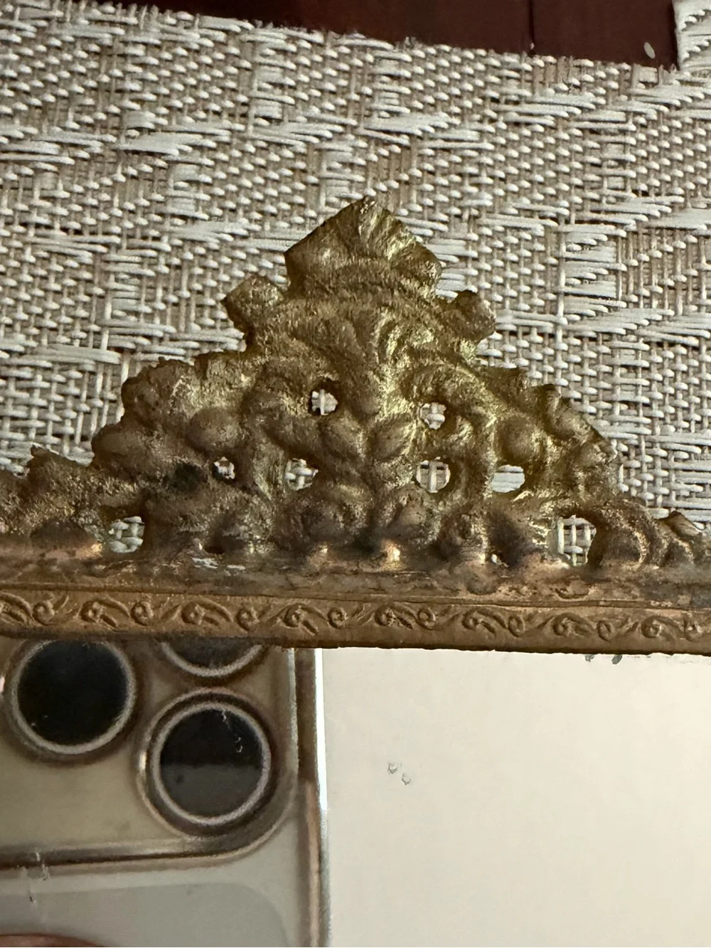 Vintage brass mirror on stand